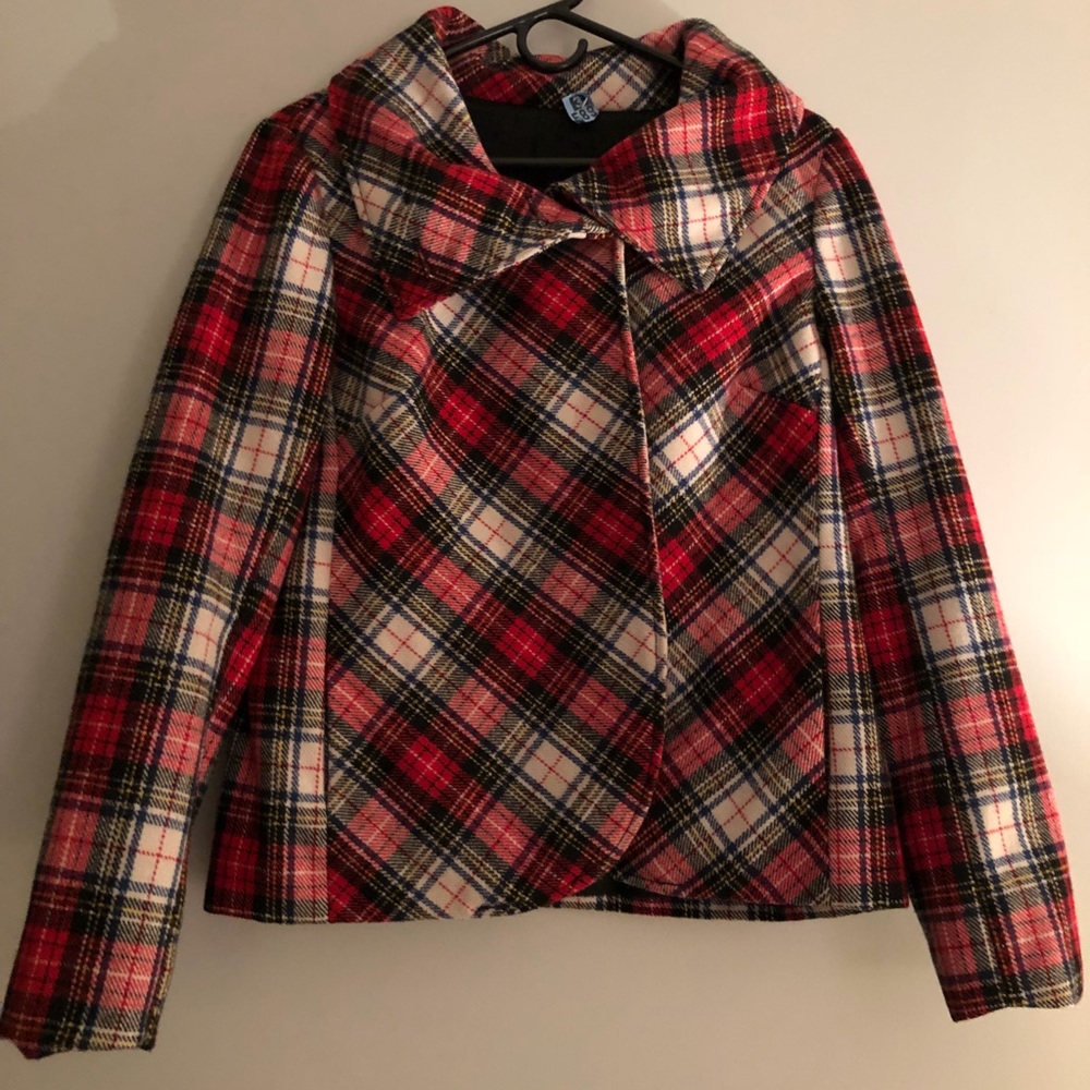 Plaid wool winter coat